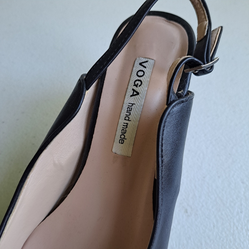 Voga Hand Made Black Slingback Heels - Picture 2 of 6